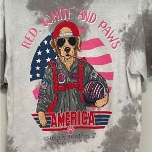 Simply Southern Patriotic Gray and White Tee